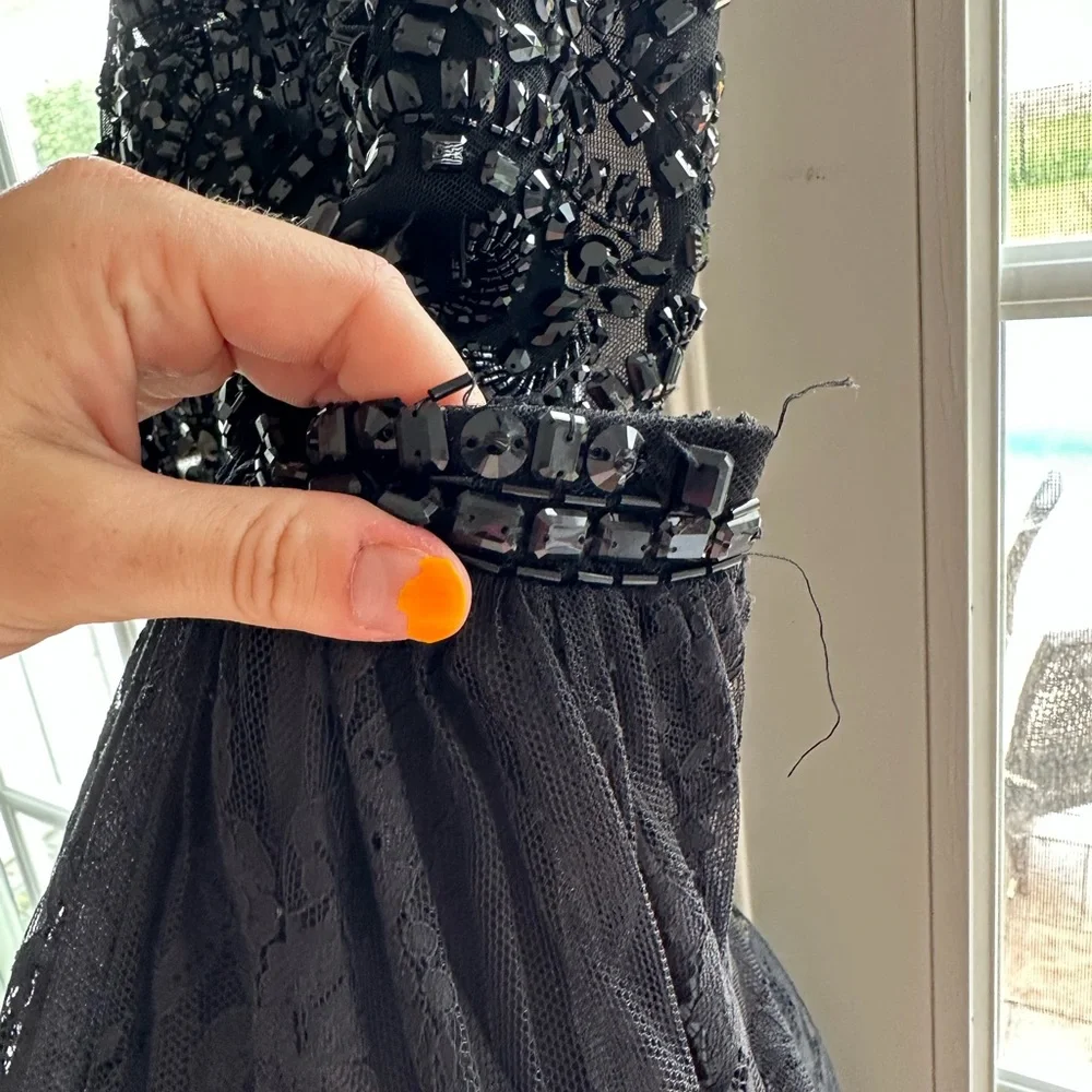 Mori Lee Black Lace Prom Dress - Picture 8 of 11